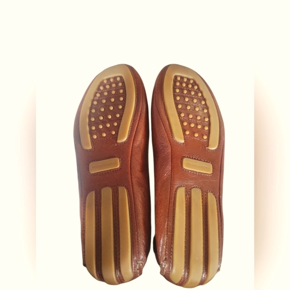Michael Kors Brown Leather MK Logo Moccasin Flats Loafer Sz 8 1/2M - Picture 4 of 6